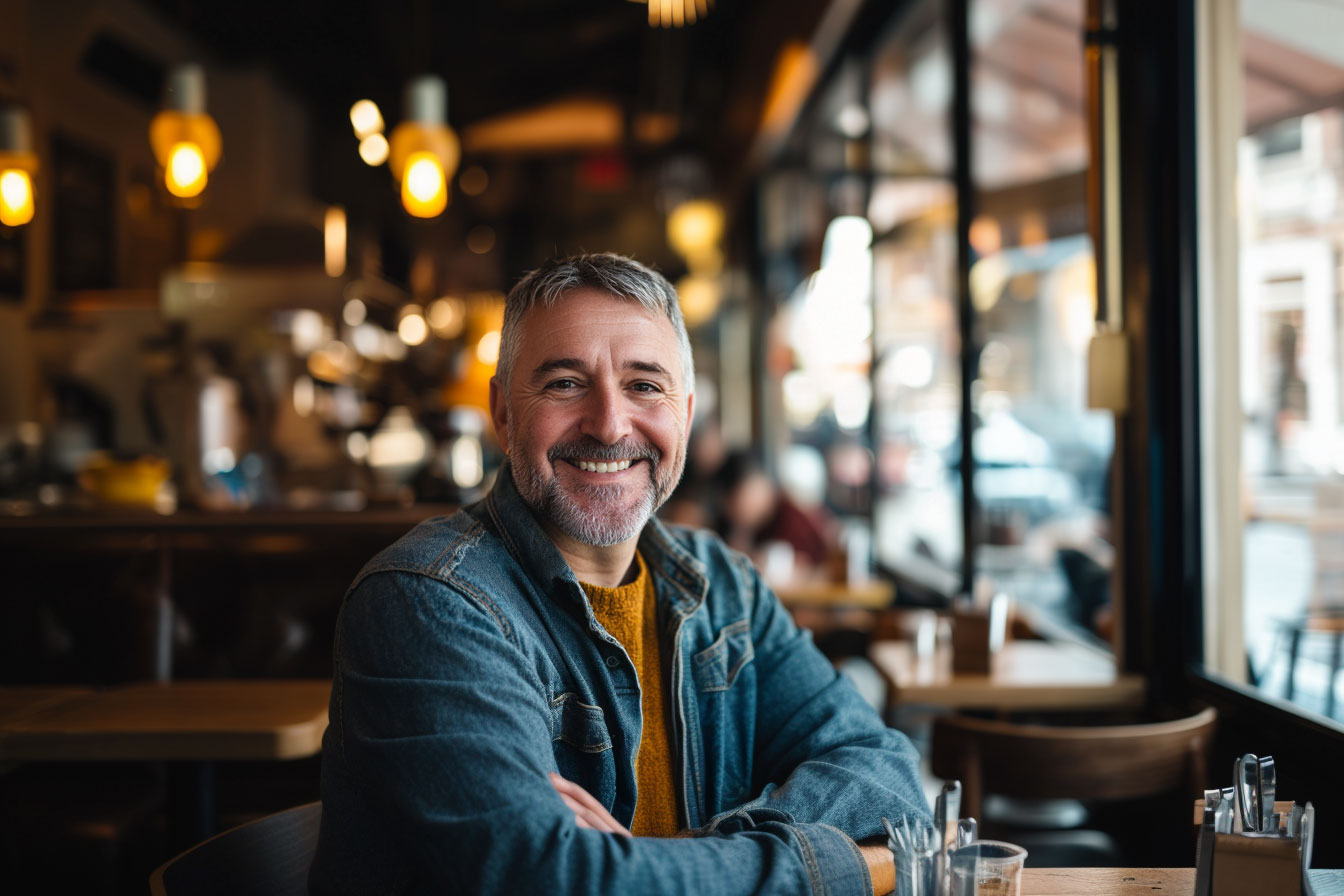 man-smiling-at-a-cafe