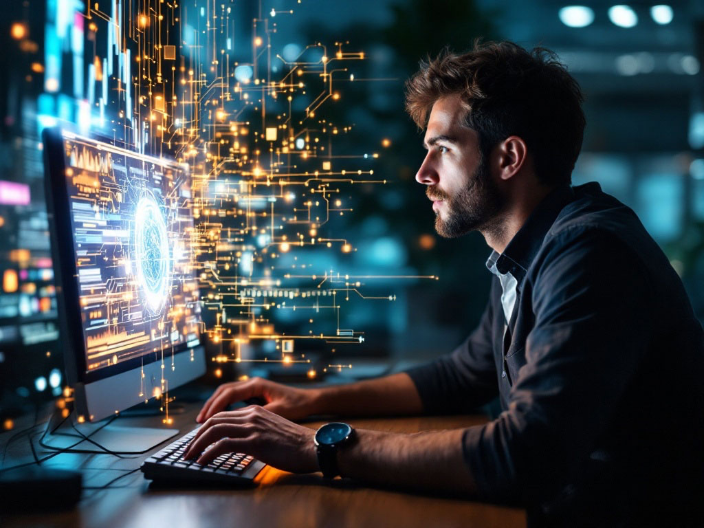 technology-with-pixels-coming-off-the-screen technology with pixels coming off the screen